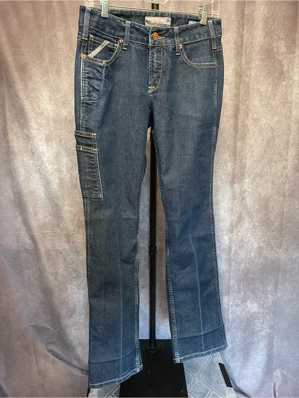 Ariat Women’s Denim Cargo Jeans - Classic Mid Rise Straight Fit 28r